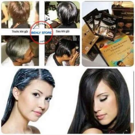 Hộp Dầu Gội Nhuộm Đen Tóc YiCaoTen - Gội Là Đen (Hộp 10 Gói Có Kèm Bao Tay) | BigBuy360 - bigbuy360.vn