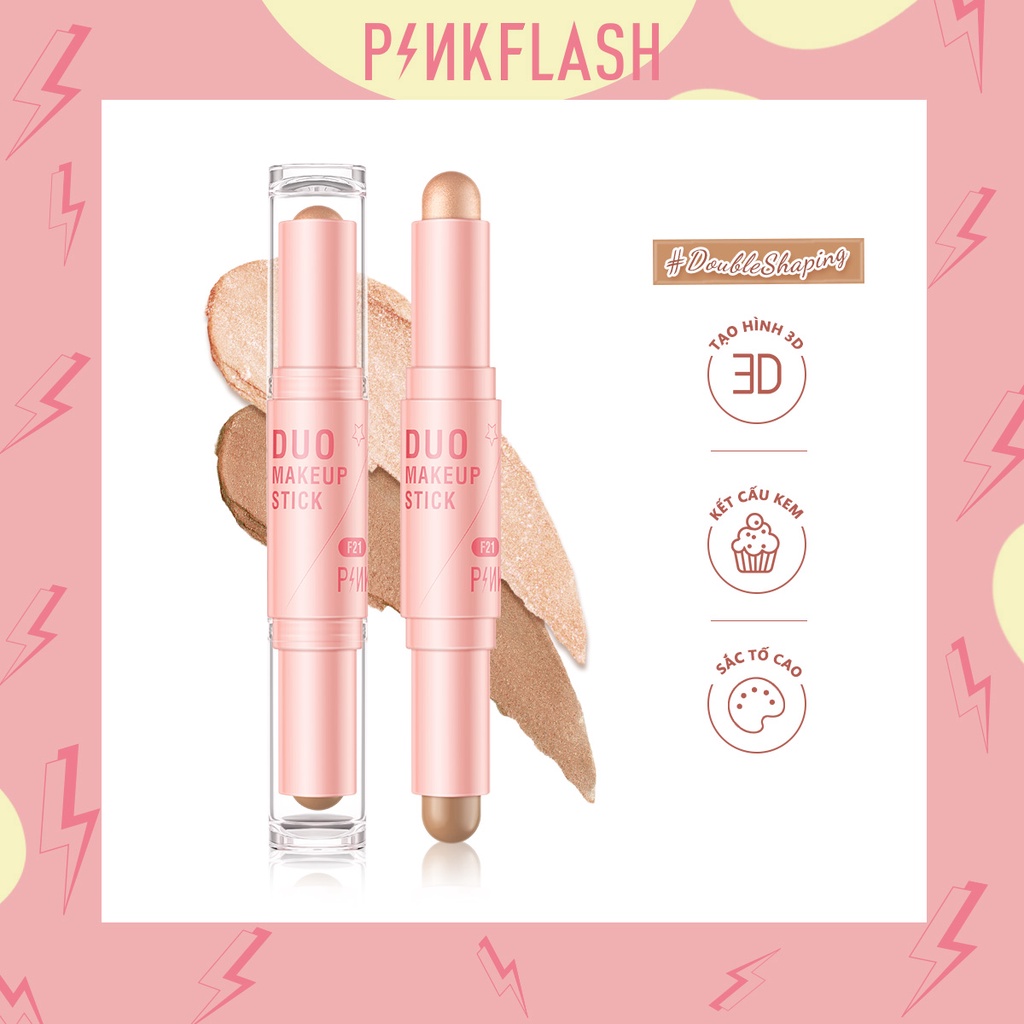 [Hàng mới về] Thỏi kem bắt sáng PINKFLASH hai đầu trang điềm đường viền ba chiều cho làn da mịn màng