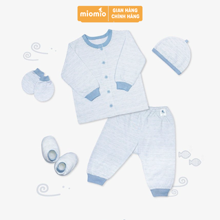 Set Đồ Sơ Sinh MIOMIO 5 Món (Đồ Dài) Dành Cho Bé Gái Bé Trai Từ 0 - 3 Tháng, Chất Liệu 100% Cotton - Sọc Collection