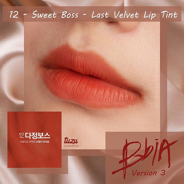 (Chính Hãng) Son Kem Lỳ BBia Last Velvet Lip Tint #12 Cam Cháy