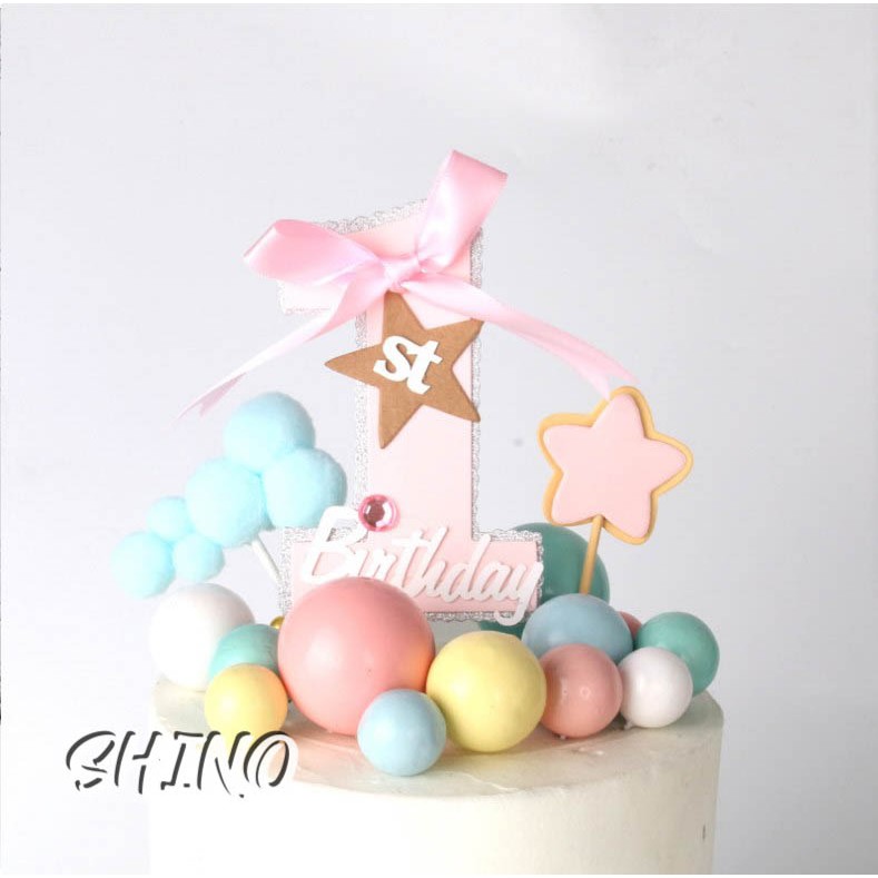 Bóng nhựa pastel trang trí bánh kem đủ size (Set 5 cái)