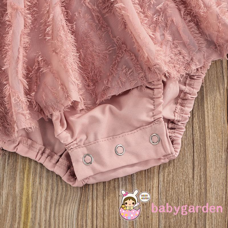 Áo Liền Quần Tay Ngắn Phối Ren Thời Trang Mùa Hè Cho Bé Gái Từ 0-2 Tuổi