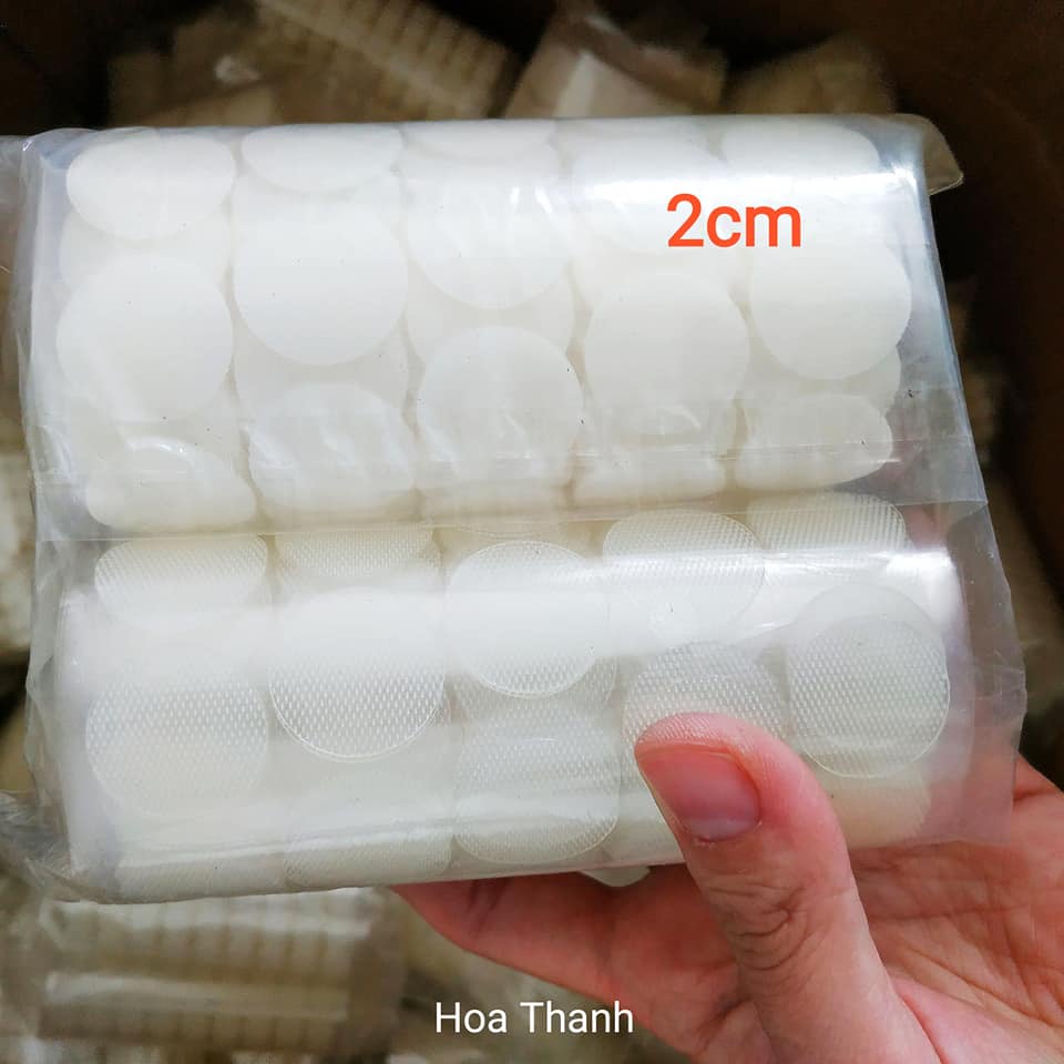 Set 100 cặp verclo băng dính nhám gai TRONG SUỐT 1cm và 1,5cm