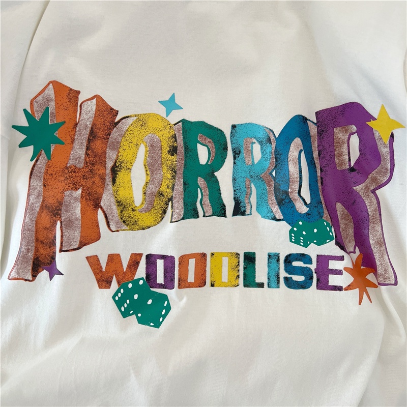 Áo Thun Nữ Ngắn Tay Cổ Tròn In Chữ Phong Cách Hàn Quốc Mới