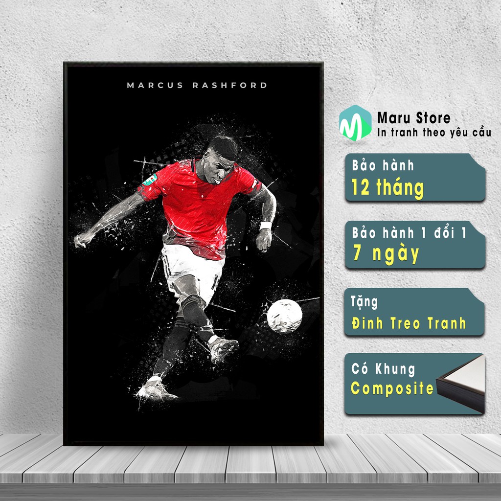 Tranh Marcus Rashford Treo Tường, Có Khung Composite Cao Cấp