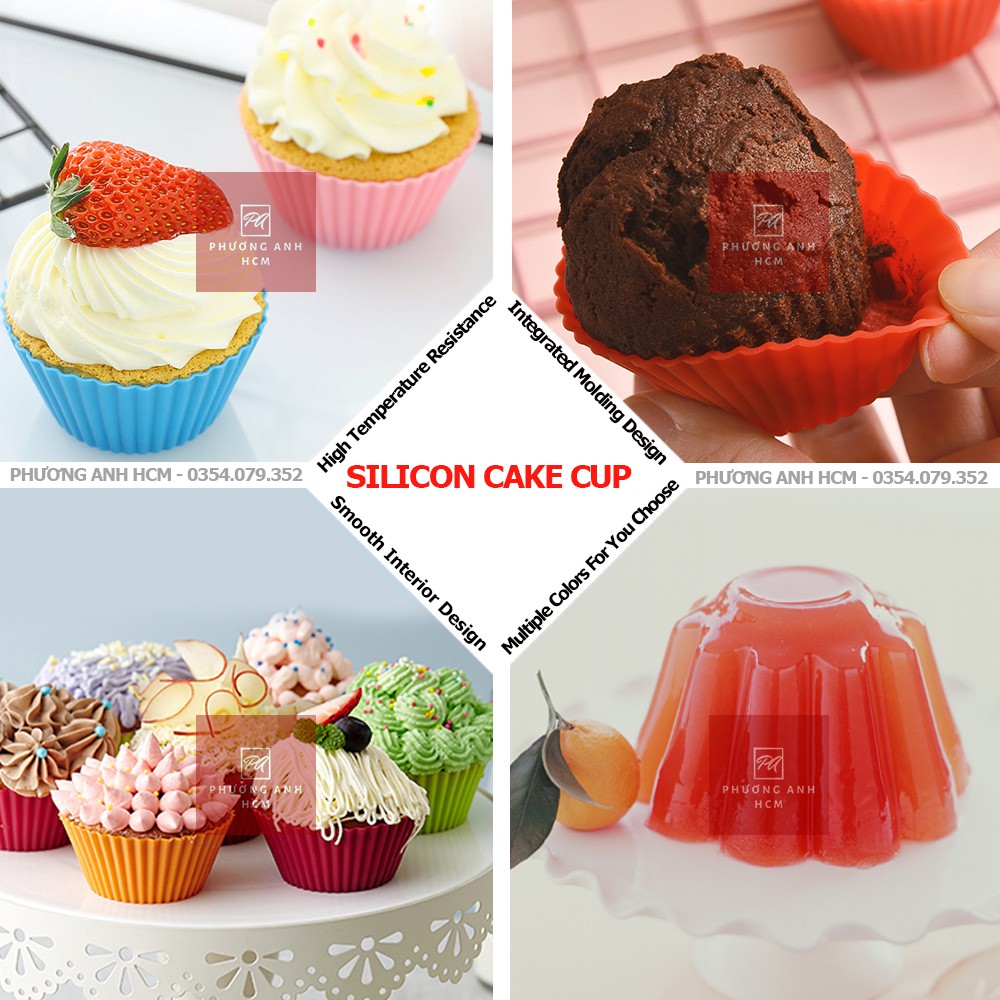 Khuôn Cupcake Silicon/ Khuôn Làm Bánh Bông Lan Cupcake, Muffin, Thạch, Rau Câu (7cm)