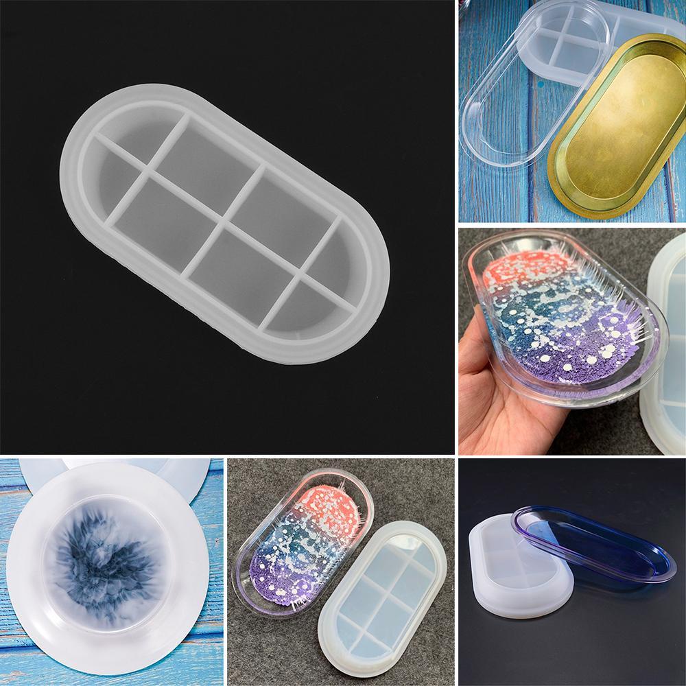 LANSEL Khuôn Làm Đĩa Tròn / Oval Bằng Nhựa Epoxy Độc Đáo Tiện Dụng