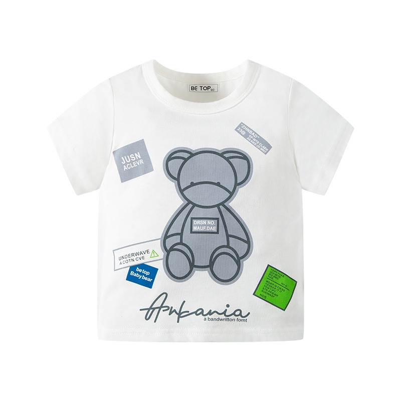 Áo thun SOFFNY tay ngắn vải cotton họa tiết hoạt hình thời trang mùa hè đáng yêu dành cho cả bé trai và bé gái