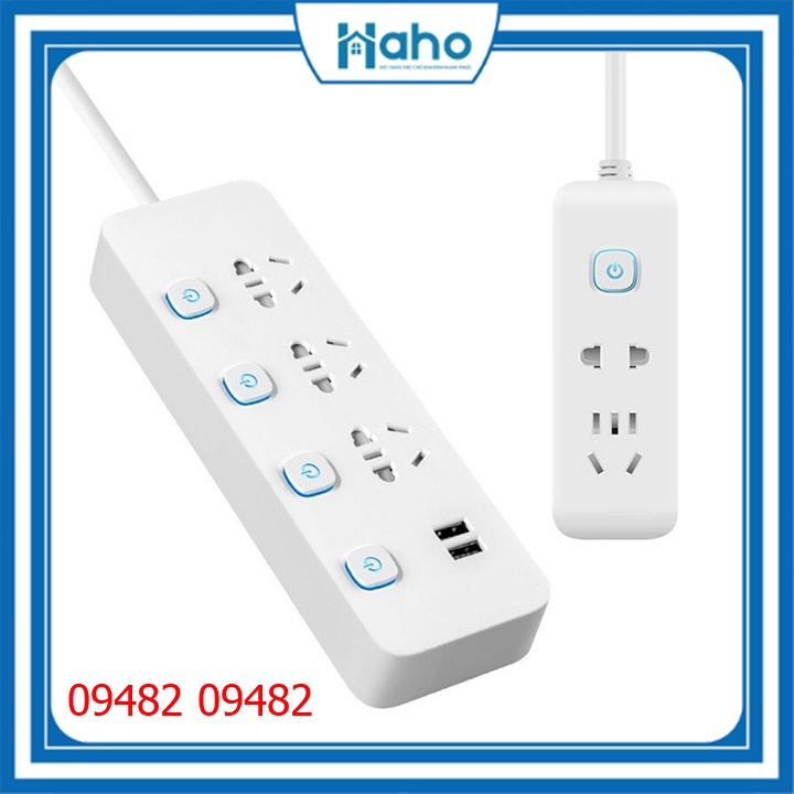 Ổ Cắm Điện Đa Năng Chống Giật Thông Minh Độc Lập Có Dây Dài Cổng Sạc USB 2500w Haho