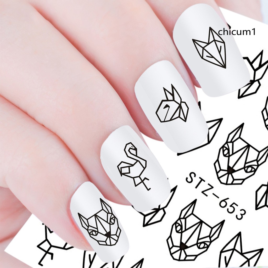(Hàng Mới Về) Miếng Dán Trang Trí Móng Tay Diy Họa Tiết Động Vật Thời Trang