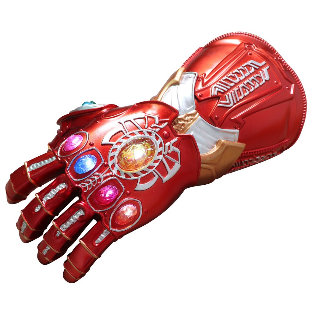(CÓ SẴN) Găng Tay Vô Cực Của Iron Man Và Thanos Tỉ Lệ 1:1 Loại Có Đèn 6 Viên Đá Cực Đẹp Bằng Chất Liệu PVC Cao Cấp