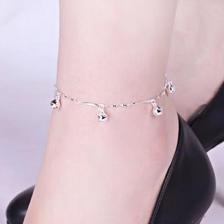 Lắc chân nữ chuông lục lạc xi bạc 925 trắng sáng kute - doramimi