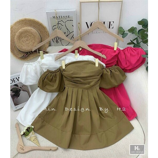 (Sale FreeShip) Đầm nữ đi tiệc thiết kế trễ vai tay phồng dáng xòe,lên from sang chảnh,chất kate lụa mềm mát