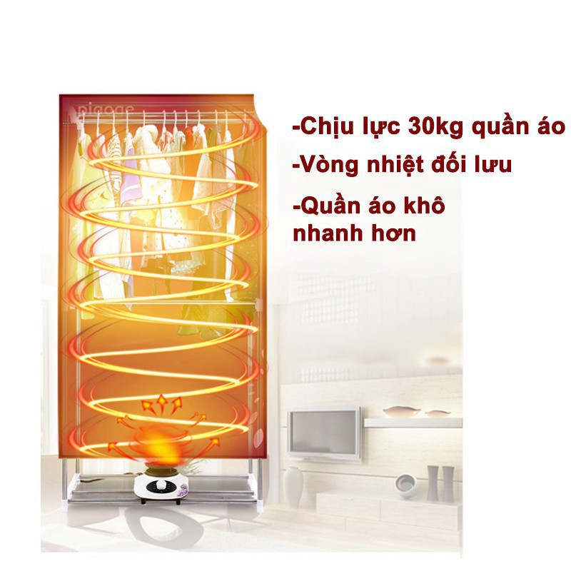 Tủ Sấy Quần Áo 1500w 𝙁𝙍𝙀𝙀𝙎𝙃𝙄𝙋- Cỡ Lớn  - Có thể gập lại-Chịu lực 15 Kg-Khung inox chắc chắn-sấy 360 độ