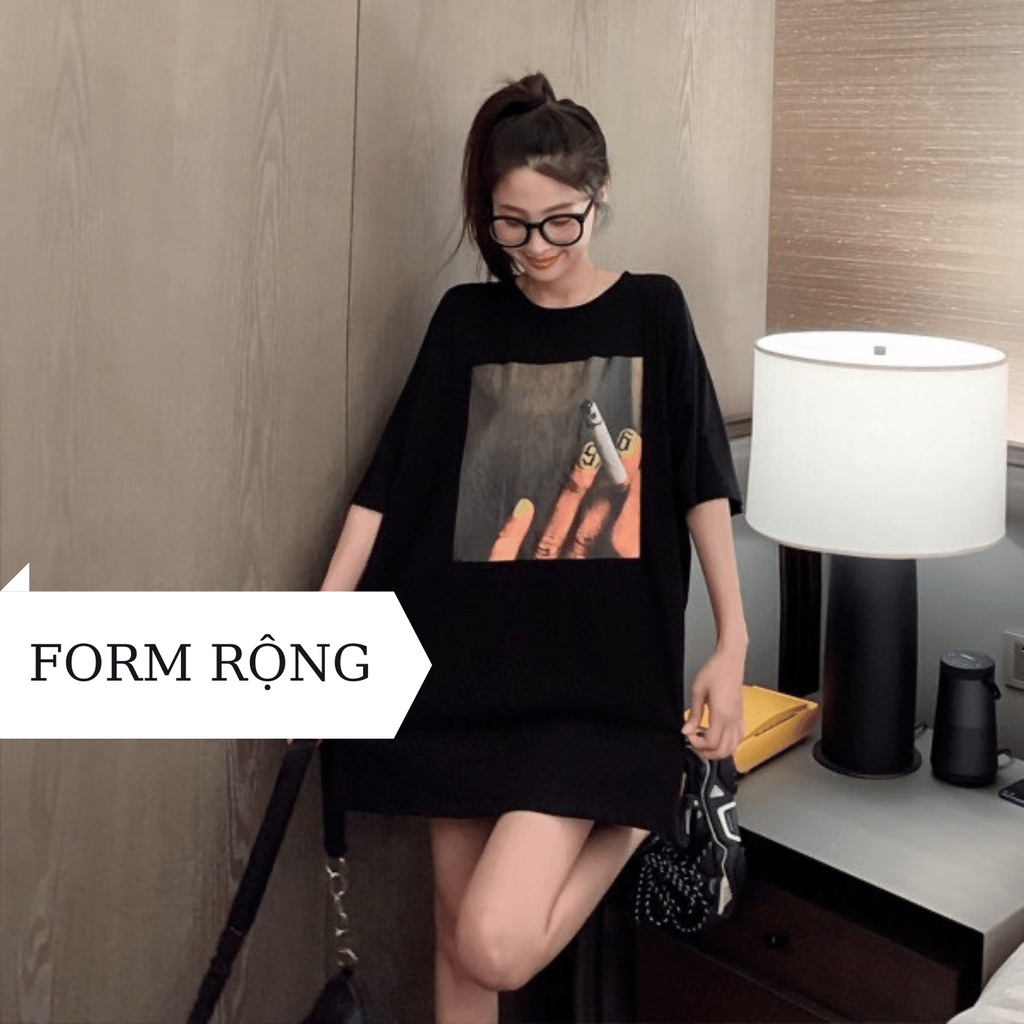 Áo thun tay lỡ Unisex Min Room, áo phông form rộng nam nữ freesize phong cách đường phố Smoking ATSK