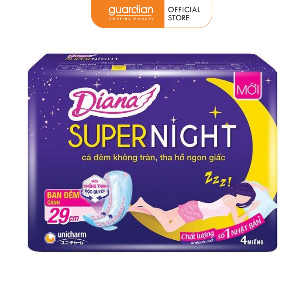 Băng vệ sinh ban đêm Diana Sensi Night có cánh 29cm 4 miếng