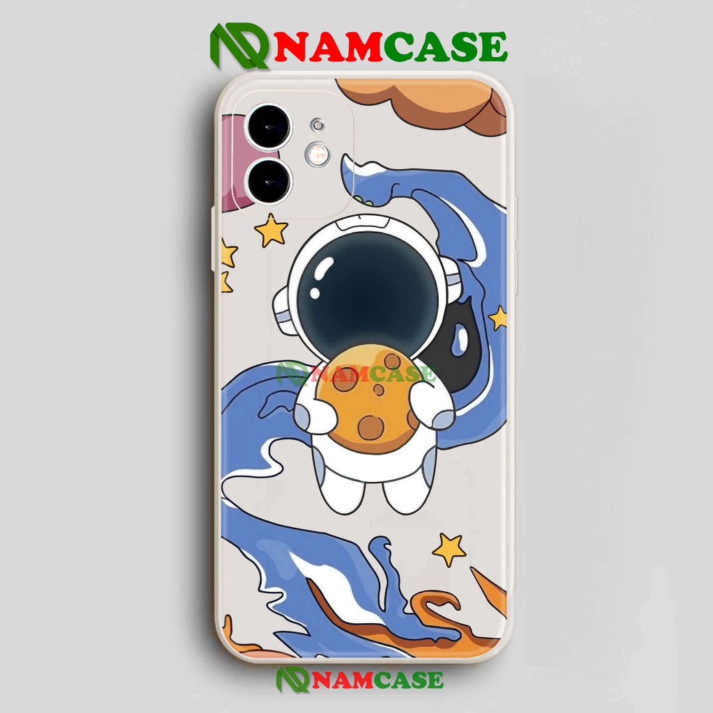 Ốp lưng iPhone phi hành gia cạnh viền vuông silicon dẻo cho iphone 6/6s/7/8/X/XS/XR/11/12/13 Pro Plus Max cute dễ thương