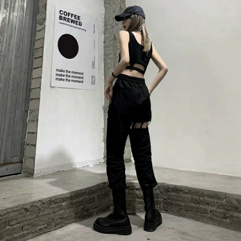 Áo crt ba lỗ quần kaki dây nối lisa