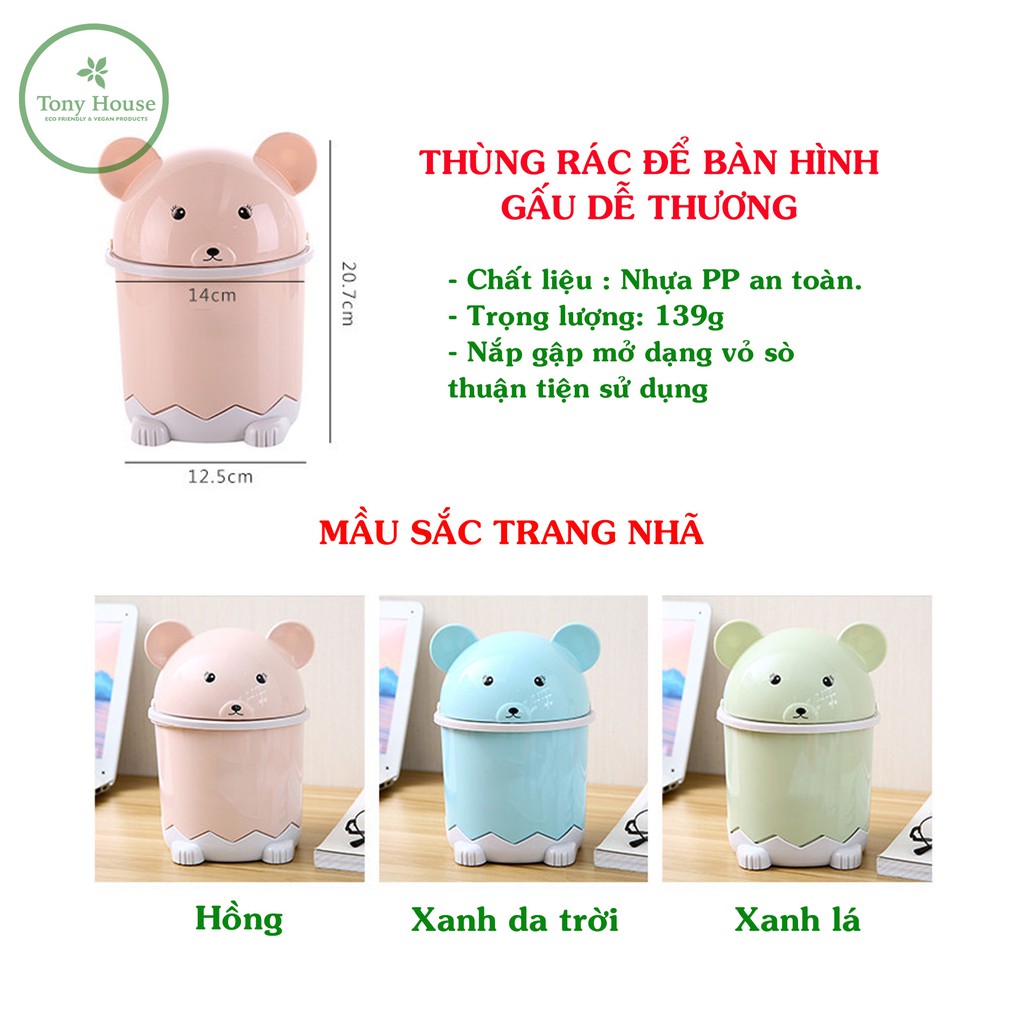 [Mã LIFEXANH03 giảm 10% đơn 500K] Thùng rác mini để bàn hình gấu dễ thương