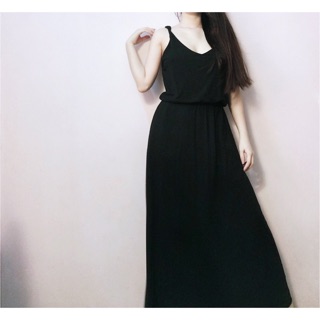 Đầm maxi thun lụa hở lưng giọt nước