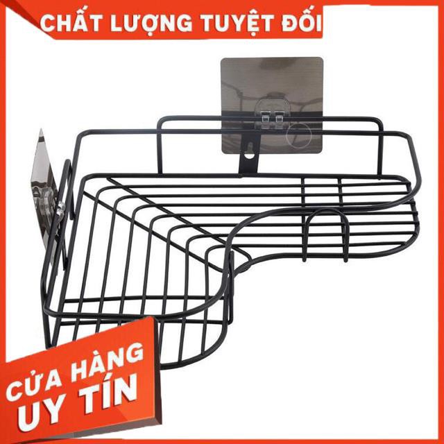 [XẢ KHO+FREE SHIP]  KỆ GÓC INOX DÁN TƯỜNG ĐEN VIỀN UỐN LƯỢN TIẾT KIỆM KHÔNG GIAN