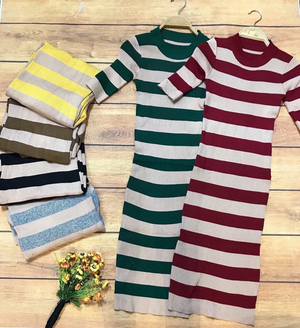 ⚡️FLASH SALE⚡️ĐẦM LEN BODY KẺ NGANG SIÊU ĐẸP | BigBuy360 - bigbuy360.vn