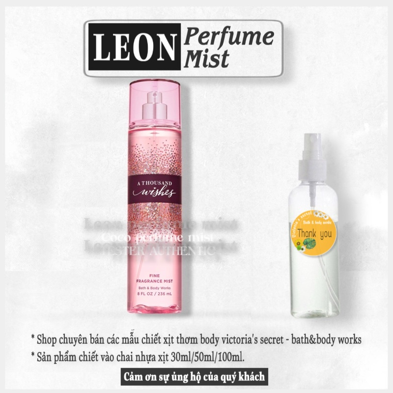 💎LEON💎 Xịt thơm body mist Bath and Body Works A Thousand Wishes - 𝐦𝐚̂̃𝐮 𝐭𝐡𝐮̛̉ 𝟑𝟎𝐦𝐥/𝟓𝟎𝐦𝐥