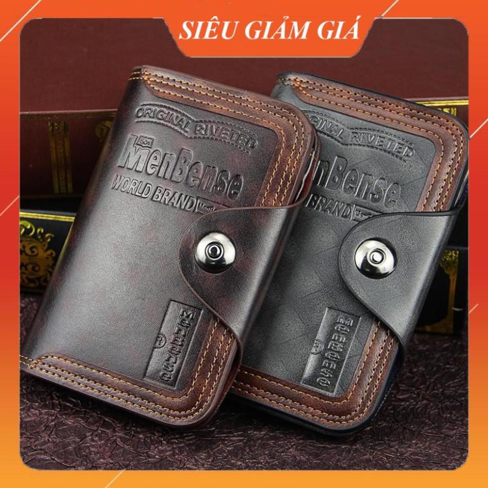 Ví Đứng Nam 💖 FREESHIP 💖 Ví Da Nam Dáng Đứng Nhiều Ngăn, Có Cúc Bấm, 2 Màu Cực Chất - Chất Liệu Da PU Cao Cấp 🔥