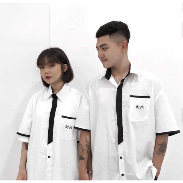 FREE SHIP ĐƠN 99K- ÁO SƠ MI HÀN QUÓC CV UNISEX - Ngắn tay