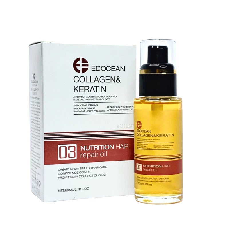 Tinh dầu dưỡng tóc uốn xoăn nhuộm bóng mượt thơm EDOCEAN serum phục hồi chất collagen keratin TD01