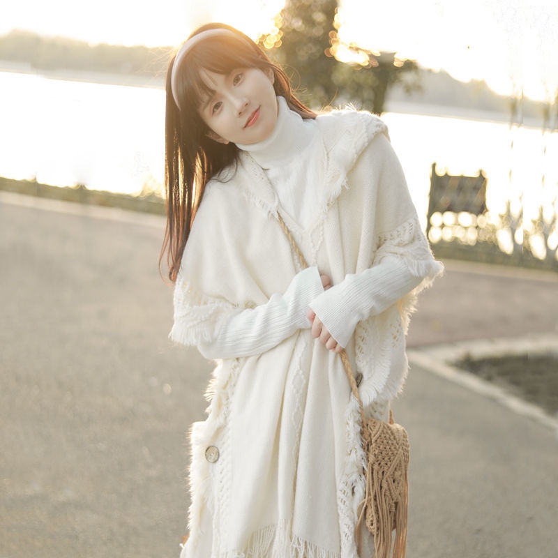 Khăn Choàng Dệt Kim Phối Tua Rua Hình Đám Mây Xinh Xắn Size s 8.18
