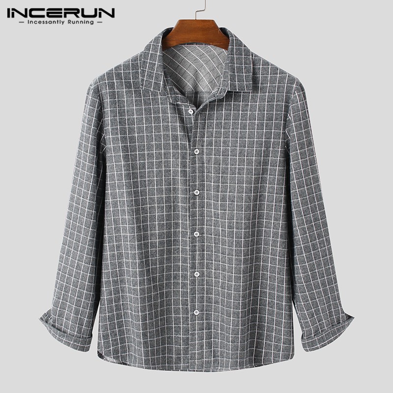 Áo Sơ Mi INCERUN Dài Tay Họa Tiết Kẻ Ô Thời Trang Dành Cho Nam | BigBuy360 - bigbuy360.vn