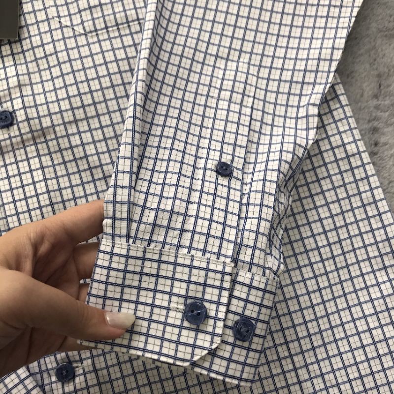 Áo Sơ Mi Nam Dài Tay Owen AR22245DT Somi Công Sở Cao Cấp Màu Trắng Caro Xanh Blue Chất Sợi Tre Mềm Mát Dáng Suông Có Túi