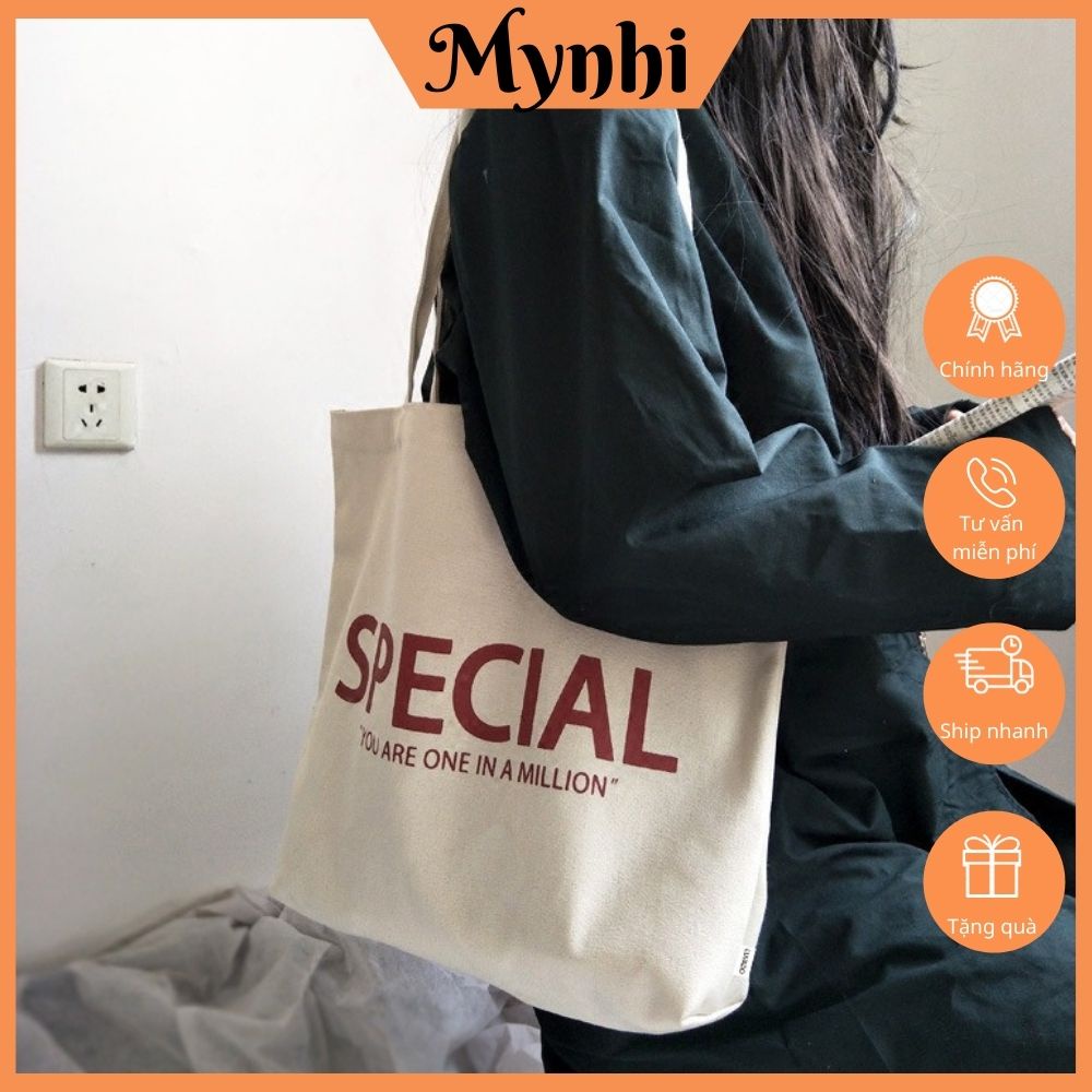 Túi tote đeo chéo đeo vai vải canvas giá rẻ đi học đi chơi SHOPMYNHI SMN 249