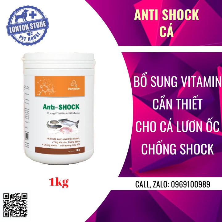 VEMEDIM Anti Shock cá - bổ sung vitamin tăng đề kháng, giúp cá, lươn, ốc khỏe, lon 1kg Lonton store&amp; Vemedim