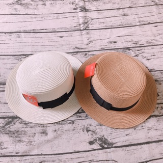 Nón cói nữ nơ vuông vintage