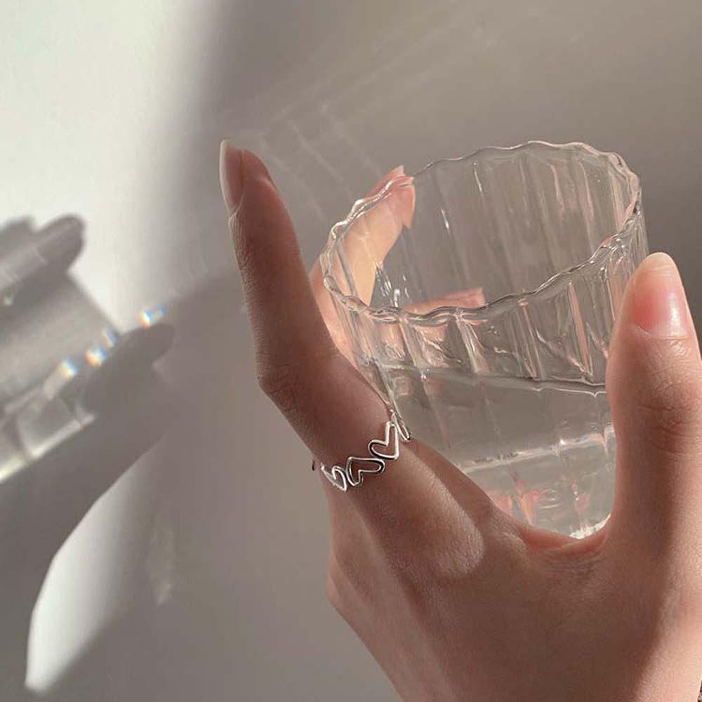 QQMALL Nhẫn Hình Trái Tim Đơn Giản Phong Cách Hàn Quốc Thời Trang Cho Nữ