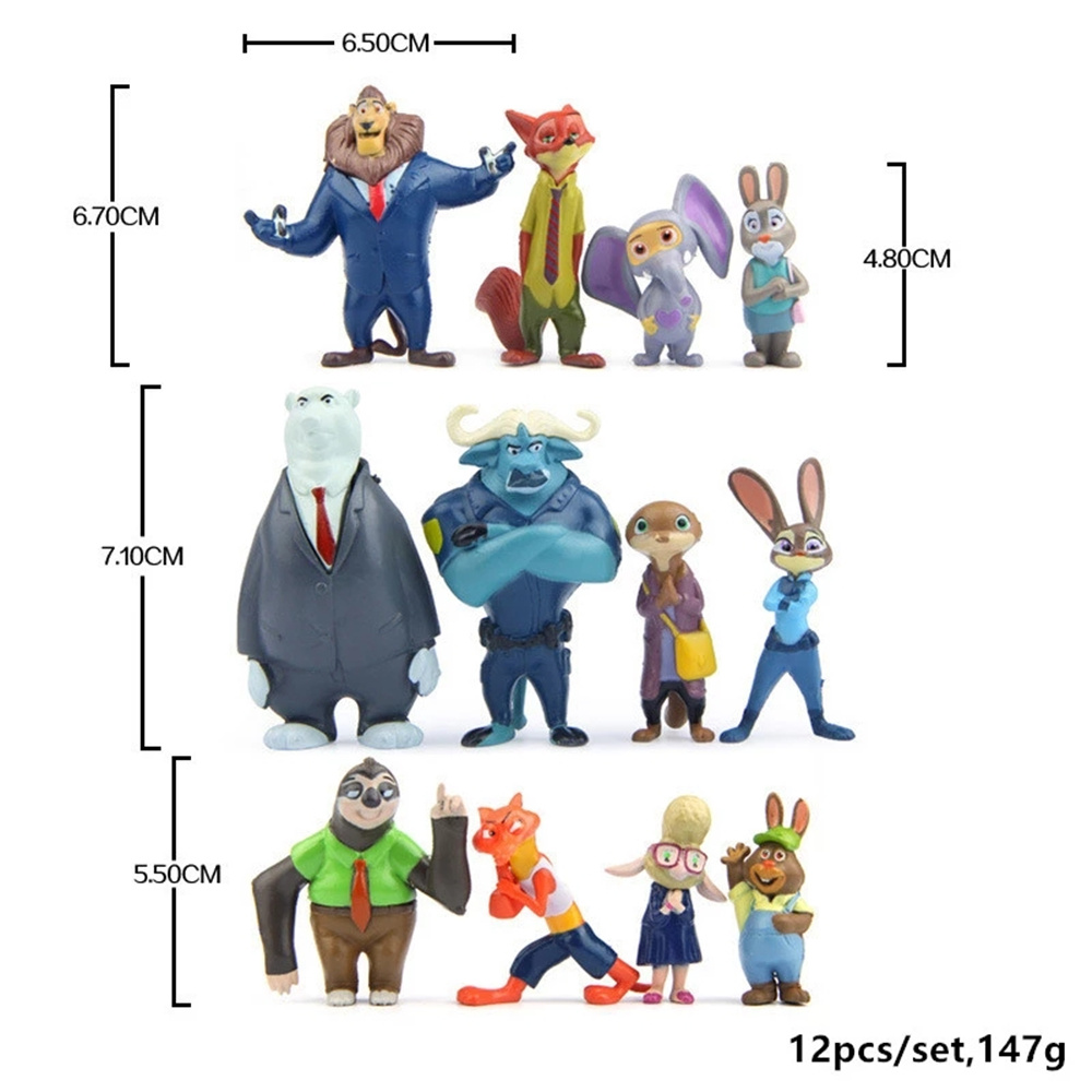 Set 12 Mô Hình Nhân Vật Phim Hoạt Hình Zootopia Bằng Pvc