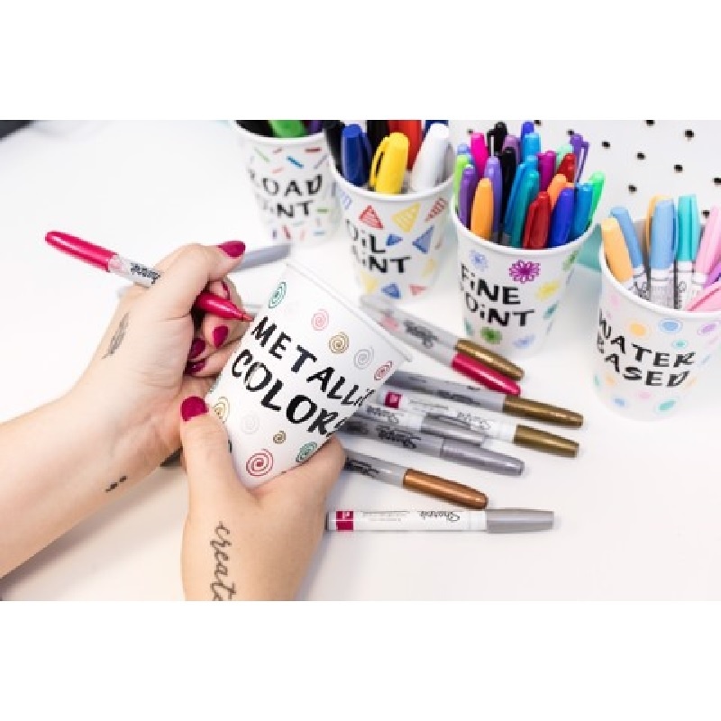 Bút lông dầu hai đầu viết vẽ trên mọi chất liệu Sharpie Permanent Marker Twin Tip – Fine/Ultra Fine – Màu tím (Purple)