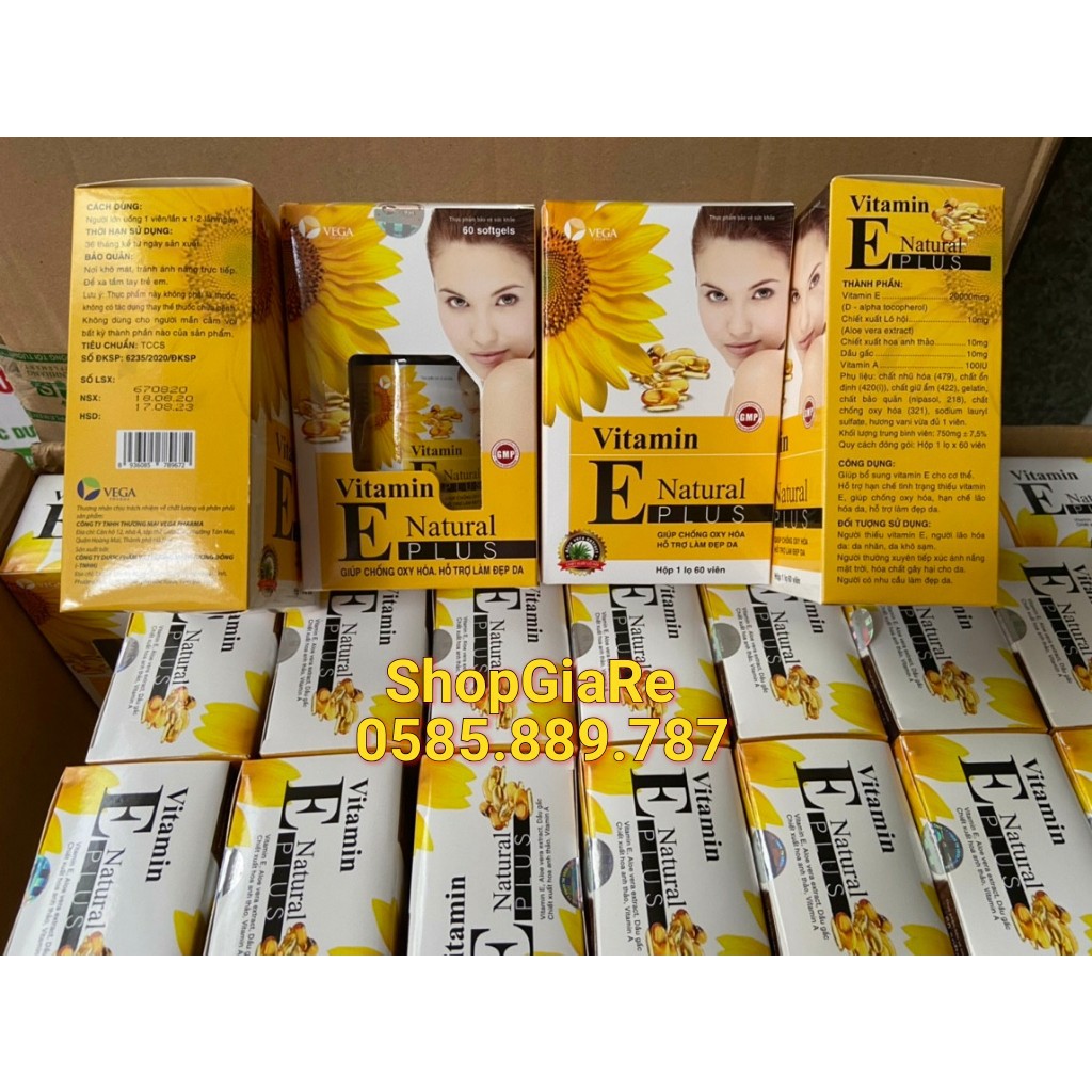 Vitamin e natural plus giúp dep da mờ thâm, chống lão háo, làm sáng và mịn da, làm da sáng tự nhiên có tinh chất nha đam | BigBuy360 - bigbuy360.vn