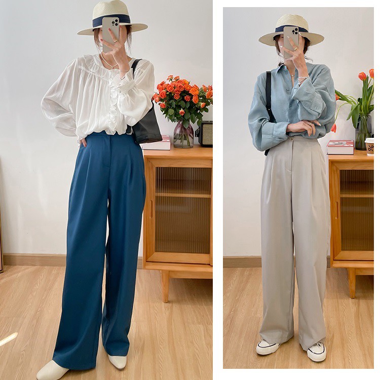 Quần ống rộng cho nữ hàng Quảng Châu dày dặn, quần ống suông lưng cao form dáng chuẩn, hàng loại đẹp | BigBuy360 - bigbuy360.vn