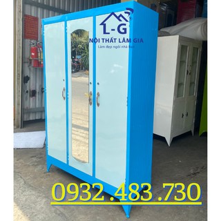 [Mã LIFEBKA5 giảm 10% tối đa 1 Triệu đơn 500k] Tủ quần áo bằng sắt 3 cánh sơn dầu cao 1m8x1m2 bền đẹp