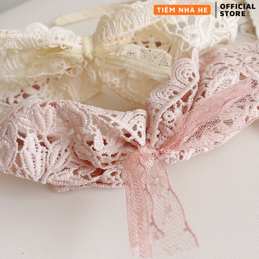 Bờm Nơ Ren Tiểu Thư Cài Tóc Cho Bé Gái Siêu Dễ Thương Tiệm Nhà He