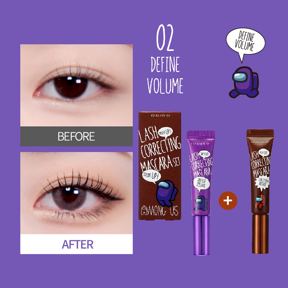 Set 2 chiếc Mascara Holika Holika Among Us Last Correcting chuốt cong mi không thấm nước lâu trôi 18ml