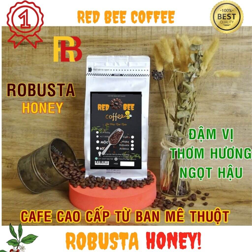Cà phê Robusta honey nguyên chất rang mộc 100% đậm vị thơm hương ngọt hậu-pha máy-pha phin-cold brew