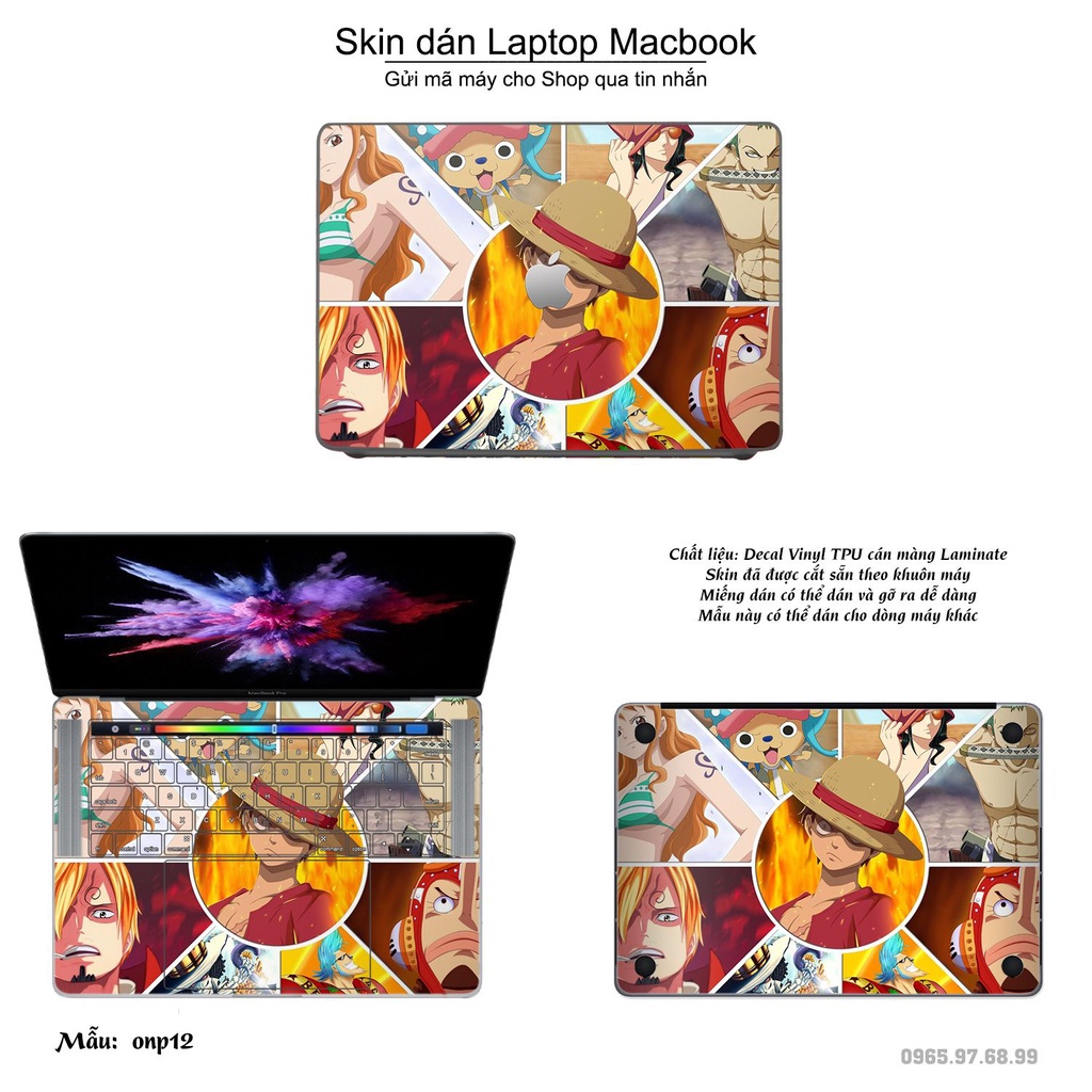 Skin dán Macbook mẫu One Piece (đã cắt sẵn, inbox mã máy cho shop)