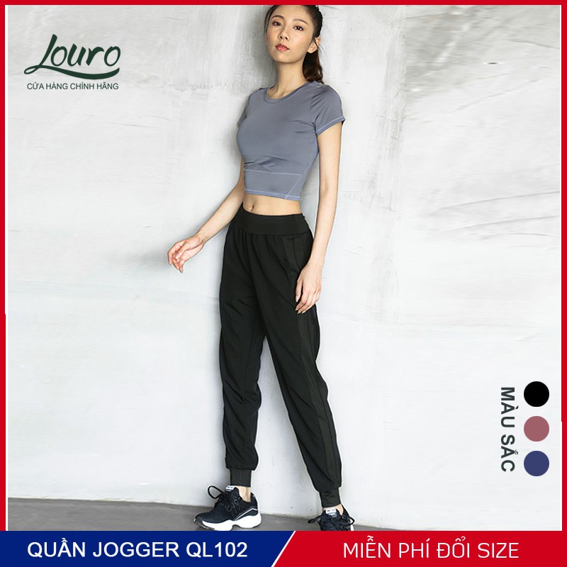 Quần Jogger tập gym, yoga nữ Louro QL102, kiểu quần joker trẻ trung, che khuyết ...