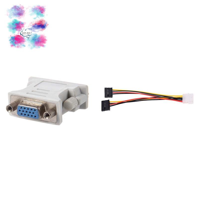 Small Adapter 24 + 1 (DVI-D Dual Link: Male) X VGA Female with LP4 to 2 SATA Internal Power Splitter Cable