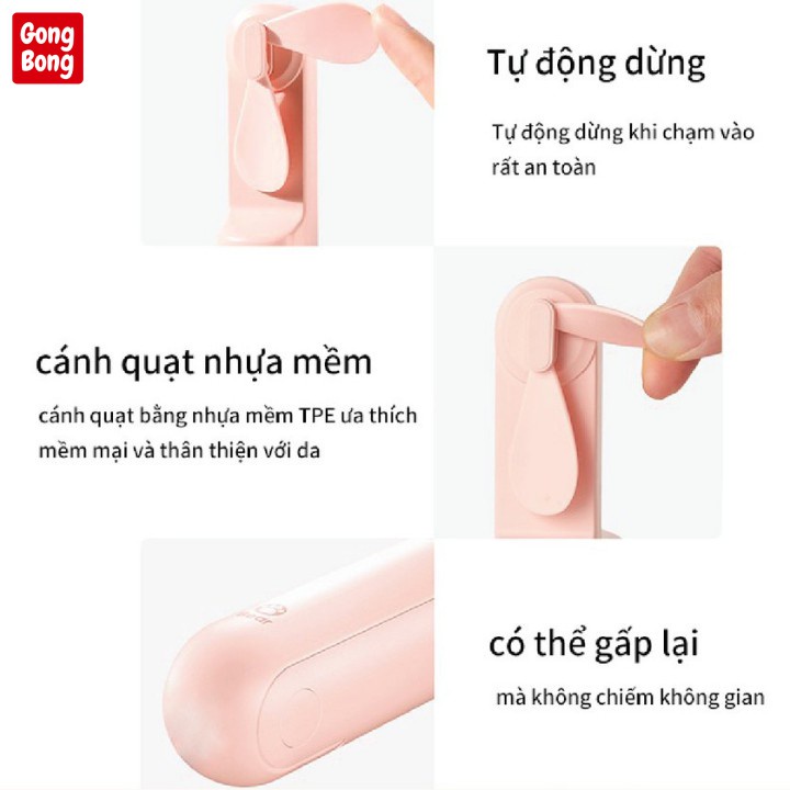 Quạt cầm tay phun sương, quạt mini 3 chế độ, phun sương, công suất 4W màu hồng và trắng