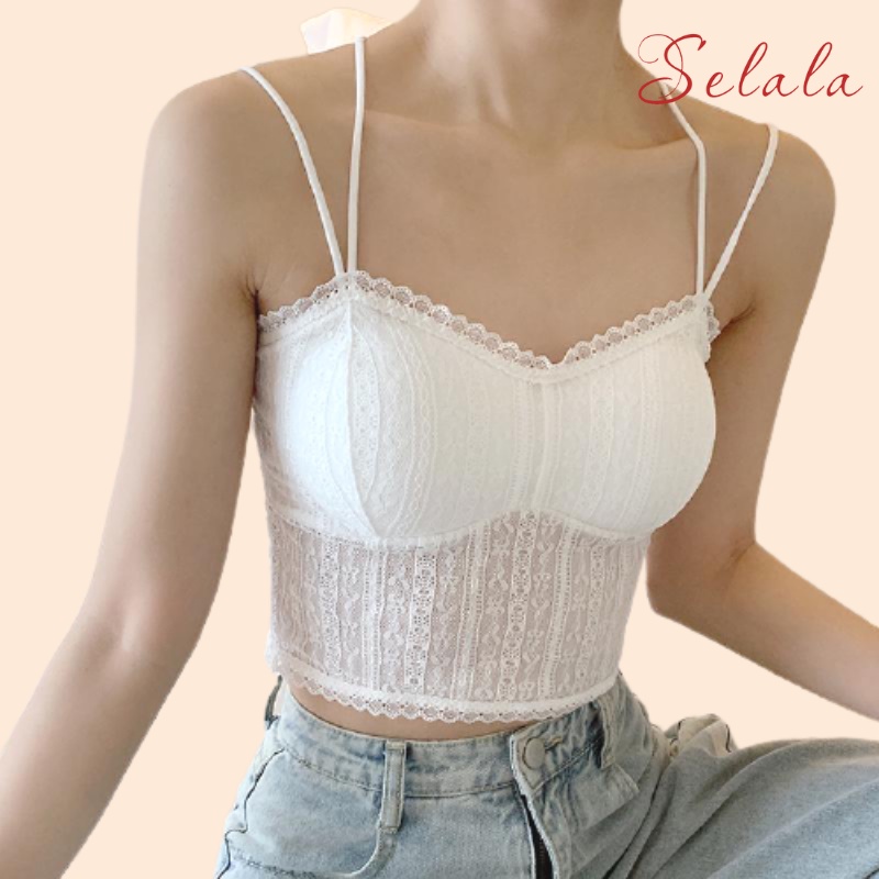Áo Hai Dây Ren Selala Croptop  Thiết Kế Dây Đan Lưng Sexy Quyến Rũ 2S07